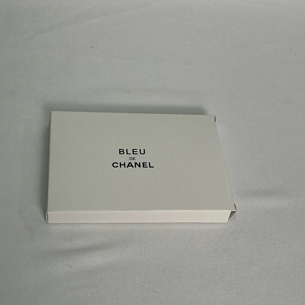CHANEL Dark Blue Credit Card Holder Wallet Gold Logo Limited Edition